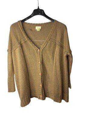 Shae Womens Oversized Button Front Cardigan Sweater Brown Acrylic Wool Alpaca
